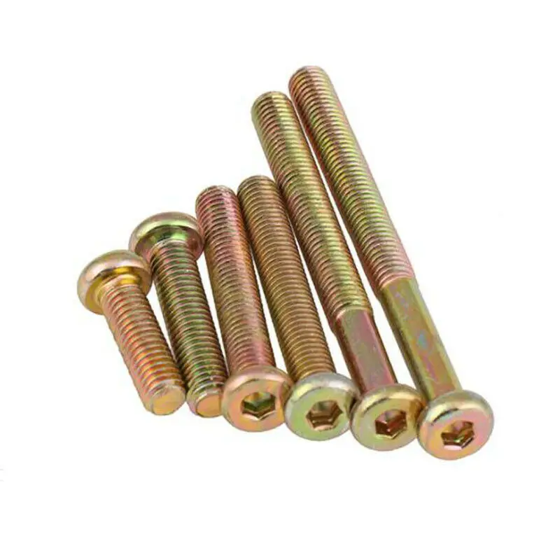 M6 M8 Hex Socket Cap Furniture Screws Bolts Metric Thread Flat Round Head Allen Machine Screws Zinc Plated For Cots Beds Chairs