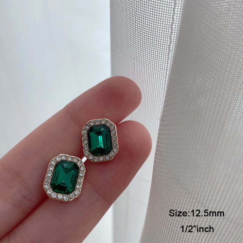 6pcs/lot Size:12.5mm Trendy Emerald Rhinestone Buttons Metal Shank Button for DIY Apparel Sewing Decorative Accessories(SS-2707)