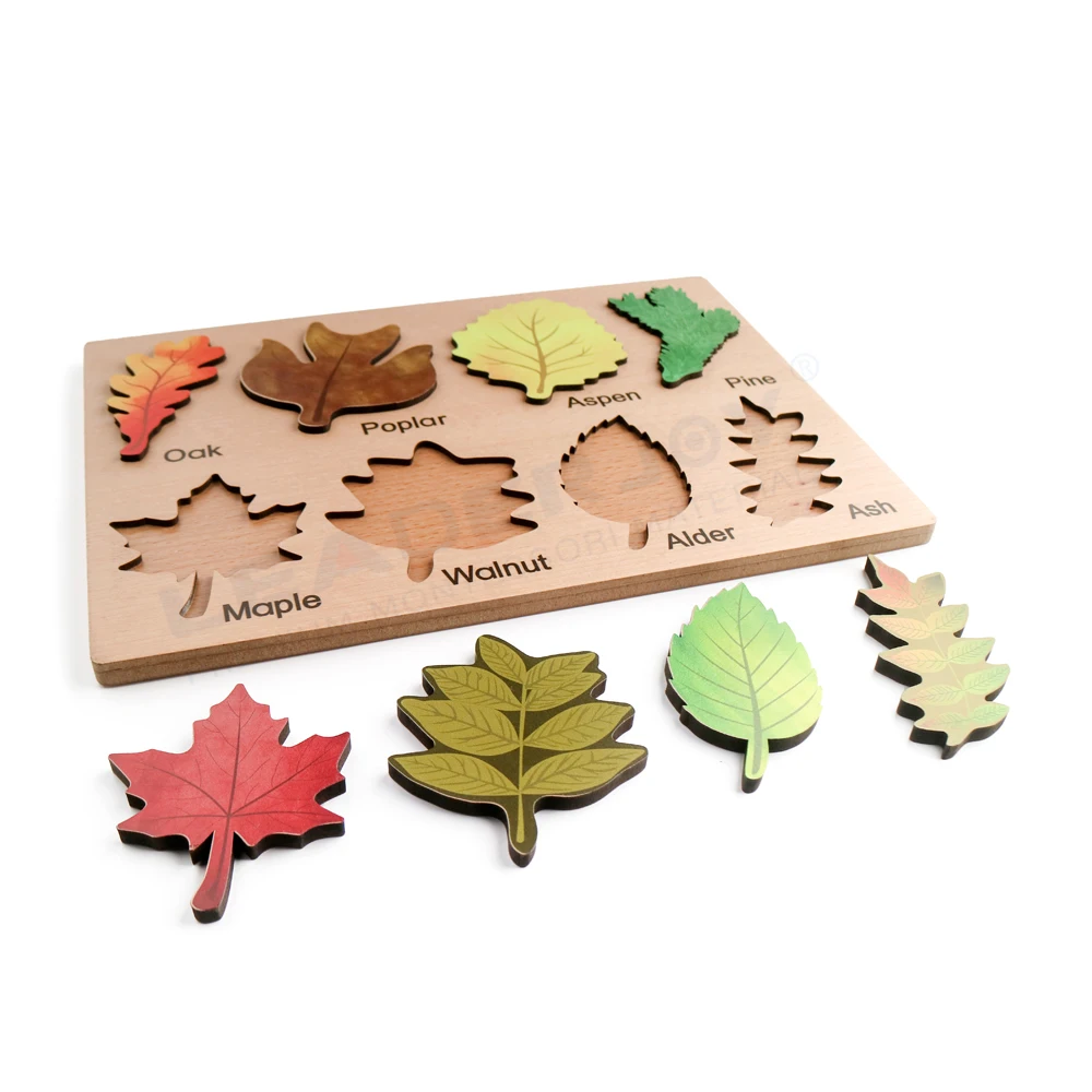 CE Certification Wooden Toys Manufacturer Wholesale Early Education Leaves Puzzle Montessori Material Educational Toy