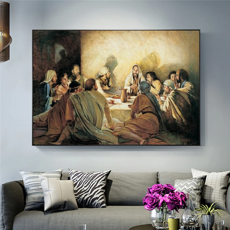 

The Last Supper Da Vinci Famous Oil Painting on Canvas Jesus Religious Posters and Prints Wall Picture for Living Room Decor