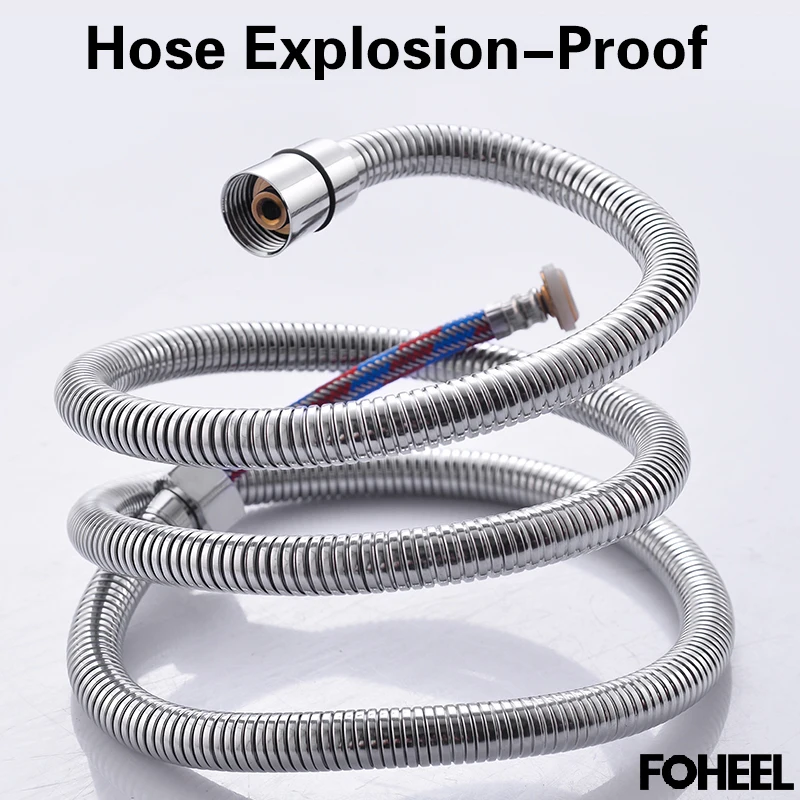 

FOHEEL Shower Hose Chrome Shower Pipe Silicon Tube 1.5M Stainless steel braided explosion proof Shower Hose