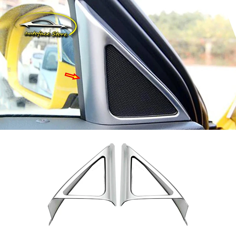 

For Audi Q3 2013 to 2017 Car Accessories ABS Chrome Interior A-Pillar Door Stereo Speaker Horn Cover Trim Stickers Car Styling