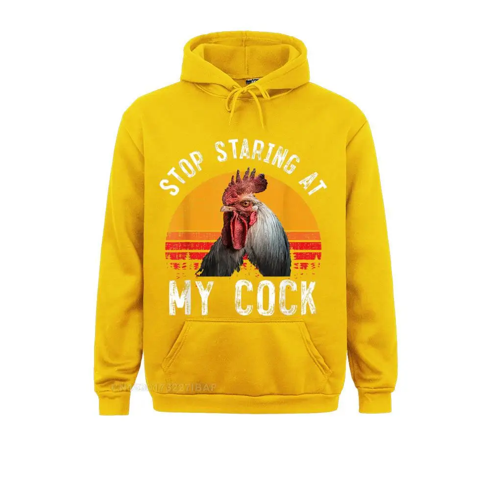 Funny Chicken Rooster Stop Staring At My Cock Gift Father Day Hoodies Long Sleeve Group Clothes Hip Hop Printed On Sweatshirts