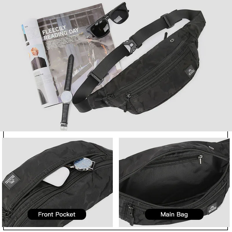 inrnn Fashion Men Waist Bag Waterproof Men\'s Belt Bags Outdoor Sports Sling Chest Bag for Teenager Male Shoulder Messenger Bag