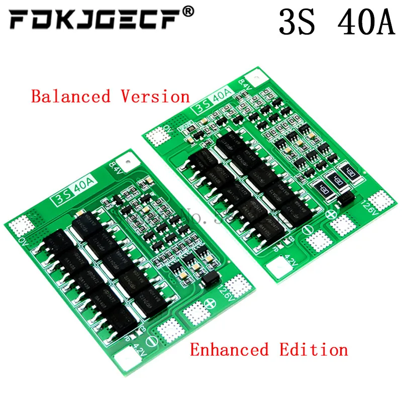 3S/4S 40A 60A Li-ion Lithium Battery Charger Protection Board 18650 BMS For Drill Motor 11.1V 12.6V/14.8V 16.8V Enhance/Balance