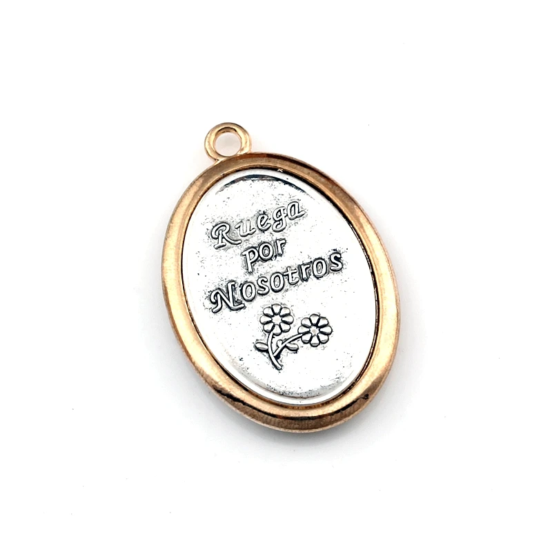 2Pcs Two-Tone San Judas Tadeo Charm Pendants For Jewelry Making Necklace DIY Accessories 30x44.8mm A-561