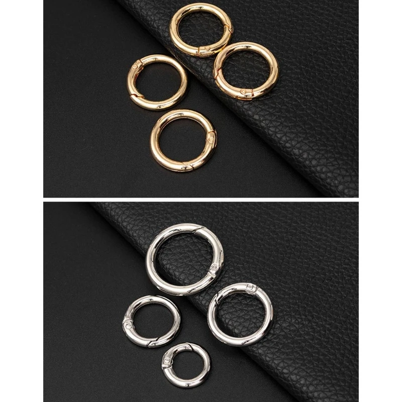 10Pcs Metal Purse Buckles 20/25/28/33mm Spring O Ring Round Carabiner Snap Hook Spring Keyring Clasp DIY Jewelry Bag Accessories