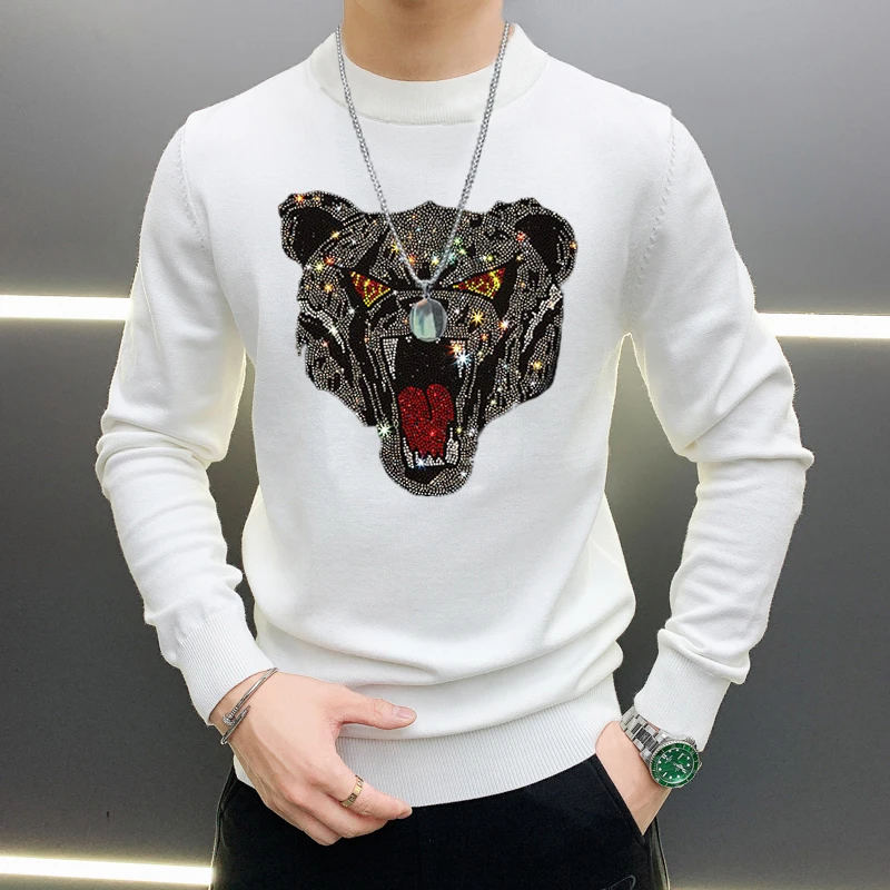 

Autumn And Winter Men's Sweater Fashion Hot Diamond Classic Student Knit Pullover Sports Trend Cashmere Warm