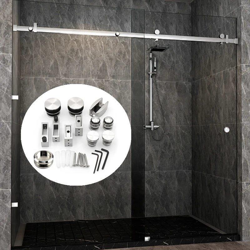 High Quality 1Set 304 Stainless Steel Glass Sliding System Shower Room Sliding door Glass Door Hardware Bathroom  Accesoories