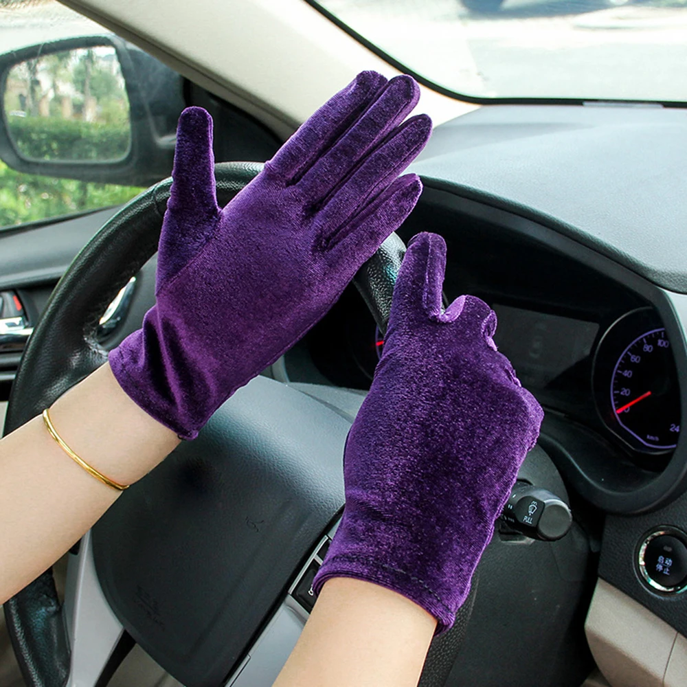 1 Pair Etiquette Short Gloves Sexy Gold Velvet Opera Party Gloves Sports Driving Warm Lady Mittens Swan Velour Evening Gloves