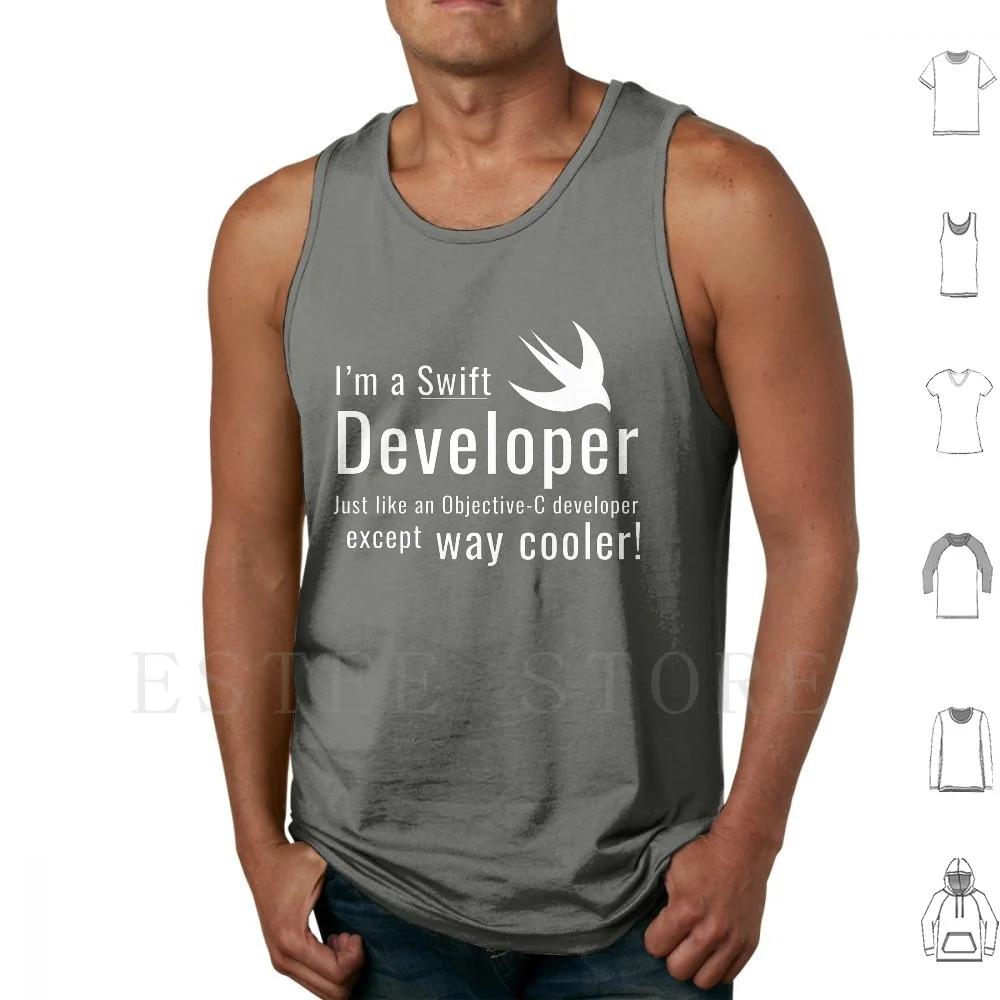 I'm A Swift Developer-Dark Tank Tops Vest بدون أكمام Ios Swift Developer Programmer Objective C Geek