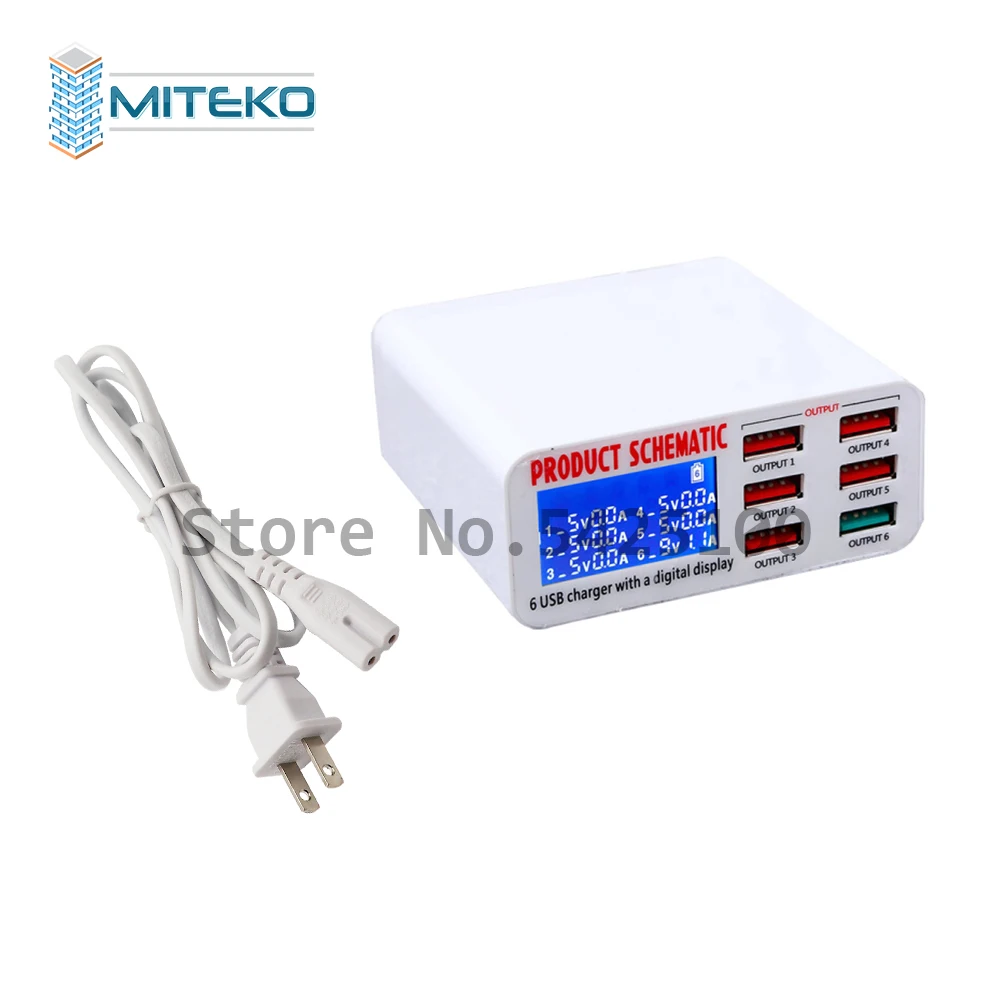 6 Port USB Rapid Charging Station Digital Display Charging Adapter For Smart Phone Android Tablet charge