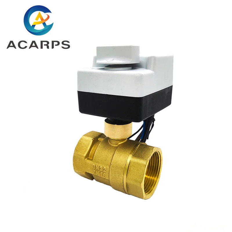 

1-1/4" Brass Electric Ball Valve Three-Wire Two-Control Two-Way Electric Actuator Internal Thread With Manual Switch AC220V