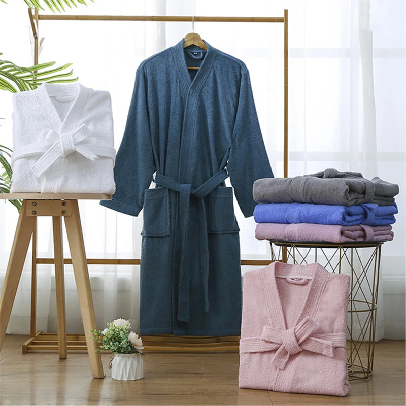 Robe Hotel Absorbent Bathrobe Feminine Nightgown Terry Material Simple Yukata Beauty Salon Robe Nightwear New Autumn