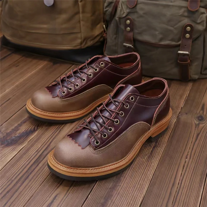 2022 Vintage British Handmade Casual Men Ankle Boots Autumn Winter Outdoor Work Cow Leather Shoes Tooling Desert Motorcycle Boot