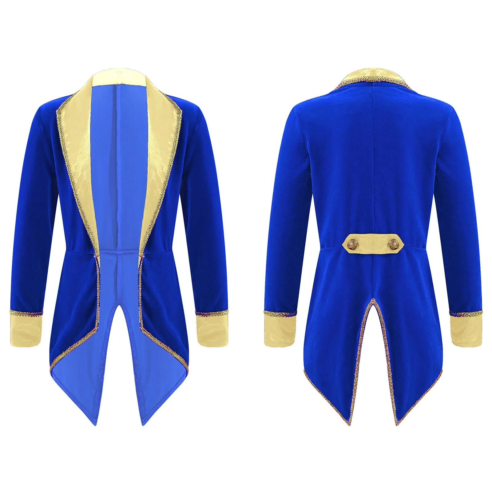 Kids Halloween Carnival Circus Ringmaster Magician Showman Costume Long Sleeve Velvet Honor Guard Drum Band Tailcoat Jacket Coat