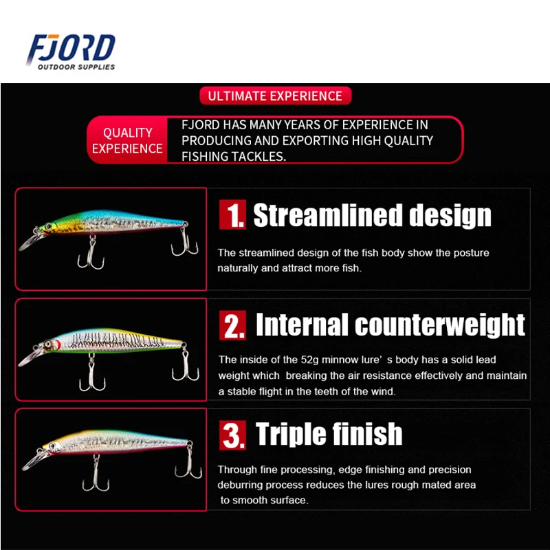 FJORD 130mm 52g Sinking Fishing Lures Fake Sea Crankbait Whopper Plopper Artificial Mid-water Bait Summer Ocean Fishing Supplies