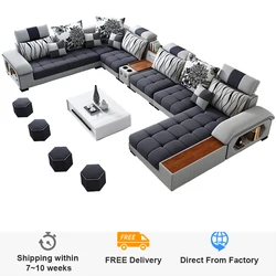 Fabric sofa modern minimalist size apartment chaise living room combination Nordic England new LU technology cloth sofa