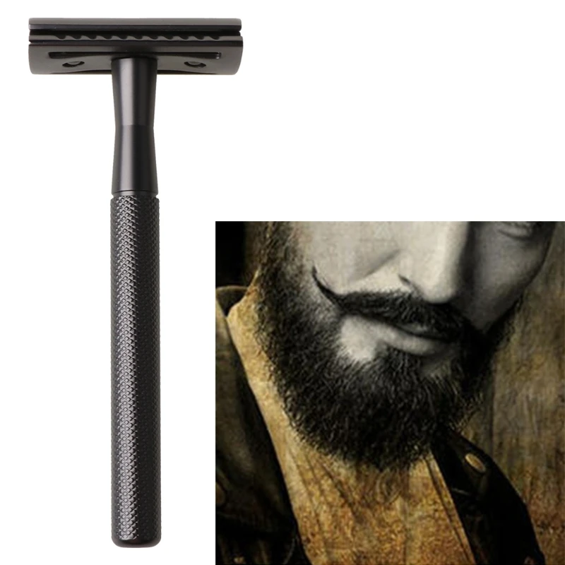 전통적인 빈티지 클래식 레트로 더블 에지 동봉 안전 면도기 미끄럼 방지 긴 손잡이 제모 수동 손 수염 면도기