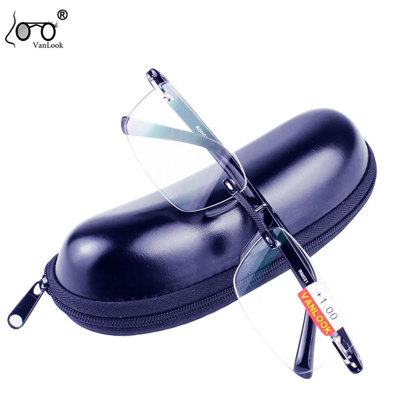 

Reading Glasses with Case +1.00 +1.50 +2.00 +2.50 +3.00 +3.50 +4.00 TR90 Oculos de Leitura Rimless Men Anti-reflective