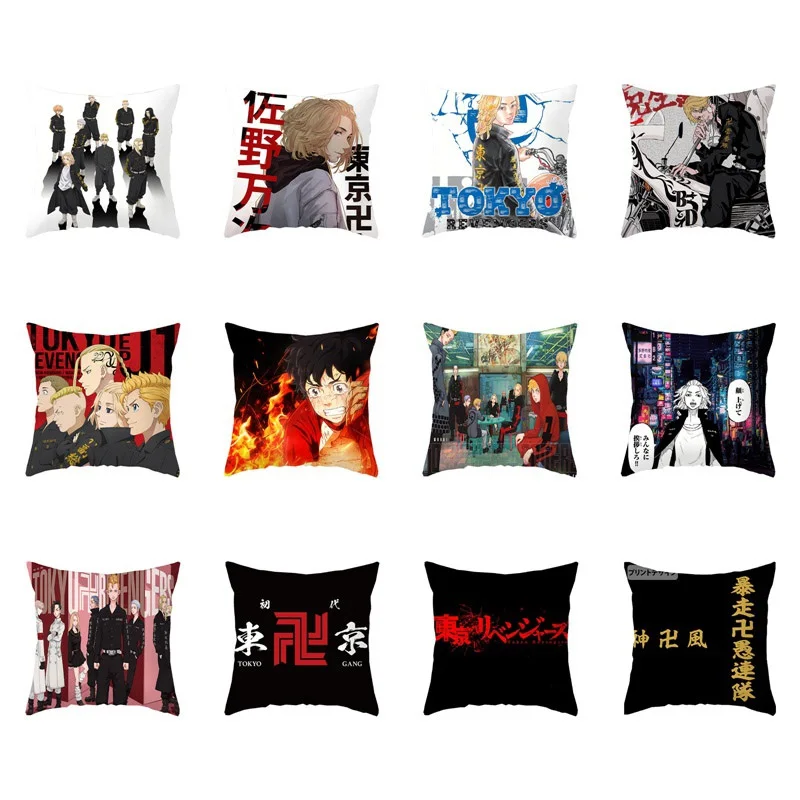 Tokyo Revengers Pillowcase Anime Peach Skin Square Zipper Pillowcase Wedding Decorative Pillow Cover