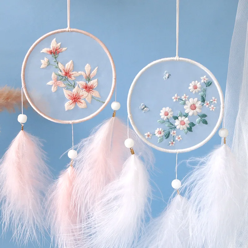 Beginner embroidery diy handmade self-embroidered material package dream catcher making ribbon embroidery car pendant decoration