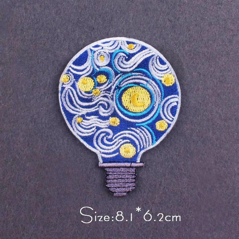 Wellenmuster-Aufnäher für Kleidung, thermoadhäsive Aufnäher, Van Gogh Bügel-Aufnäher für Kleidung, Wal-Aufkleber, DIY-Bergabzeichen – Detail 4