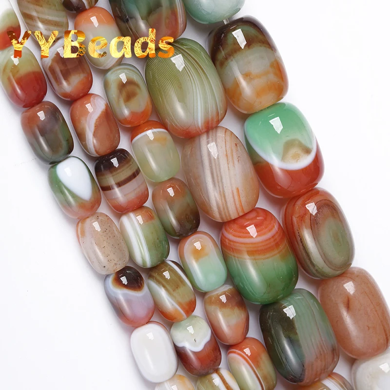 

Natural Green Peacock Stripe Agates Drum Barrel Shape Beads Loose Charm Spacer Beads For Jewelry Making DIY Bracelet Accessories