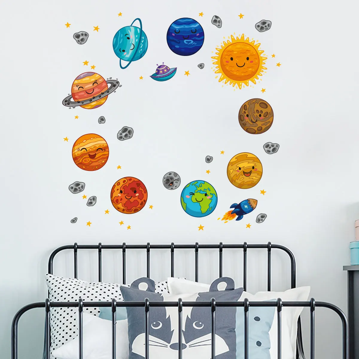 5pcs/set Solar System Cartoon Wall Sticker for Children's Room Decorative Art Stickers on The Wall Home Decor Boy Toy Gift