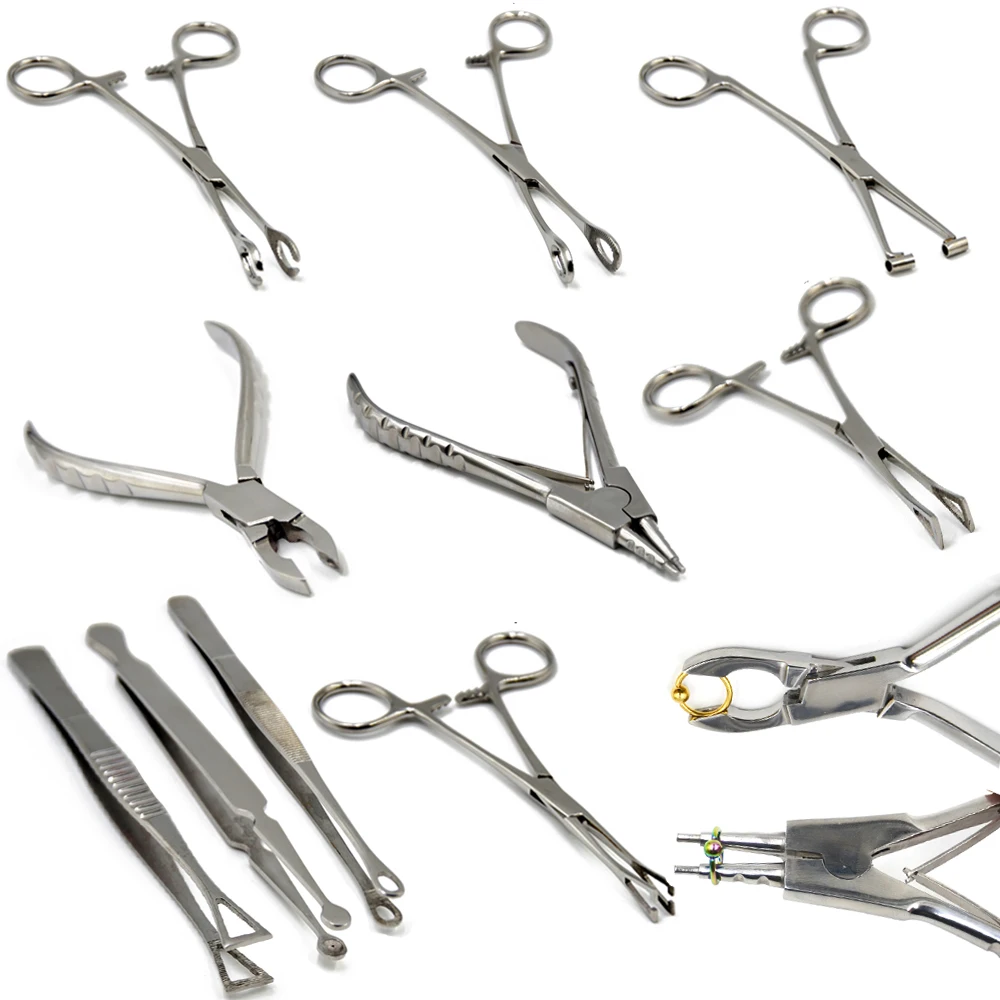 

1Pc Surgical Steel Opening Closing Needle Ball Clamp Plier Different Open shape Tweezers Piercing Professional Puncture Tool