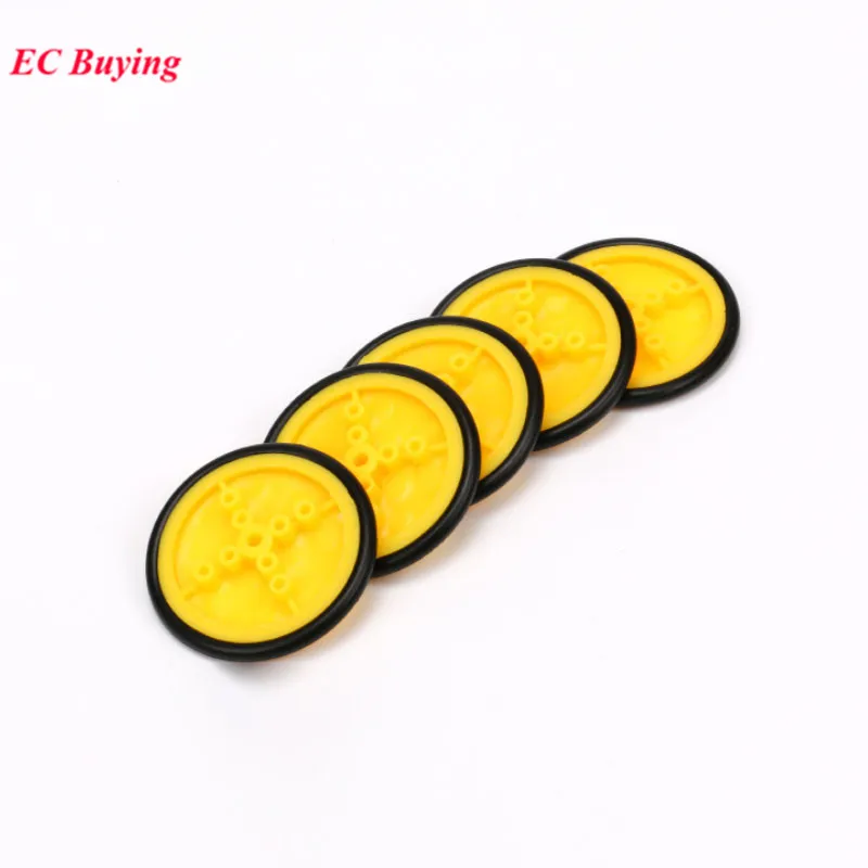 10PCS/Lot Small Smart Car Yellow Wheel Tire Chassis Plastic Robot Chassis Rubber Chassis Wheel for Toy car tires DC Motor