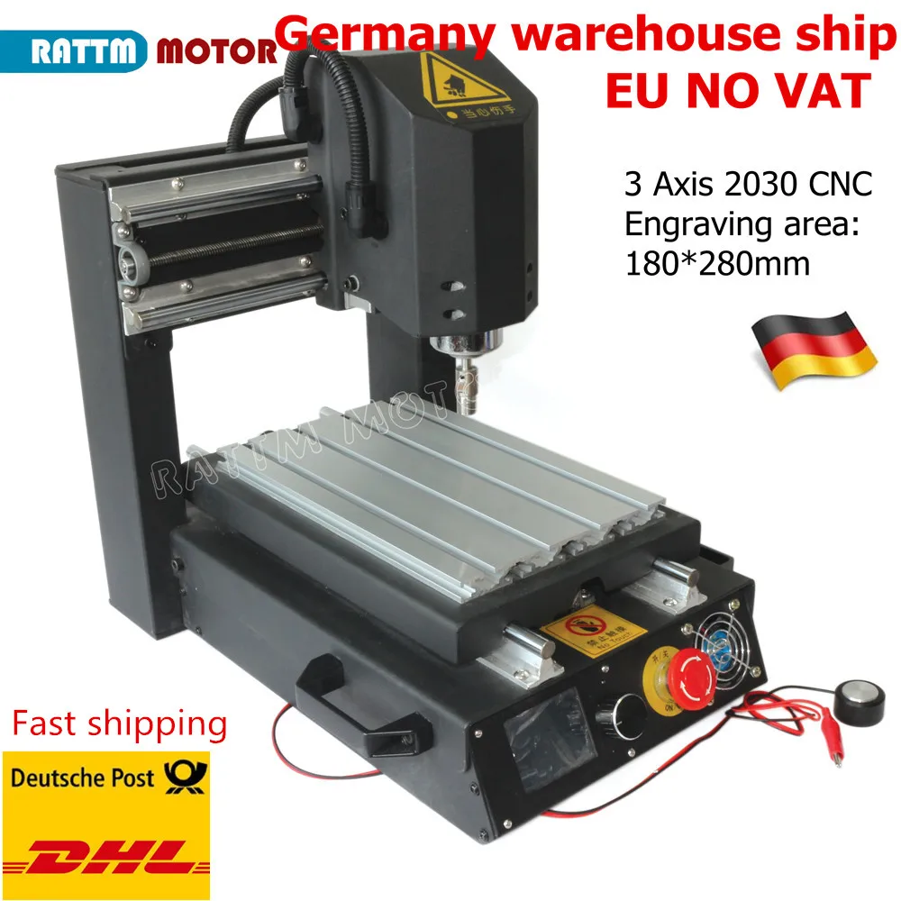 3 axis Desktop CNC 2030 Router Engraving Machine 110V 220V with E-Stop With 400W Spindle Motor