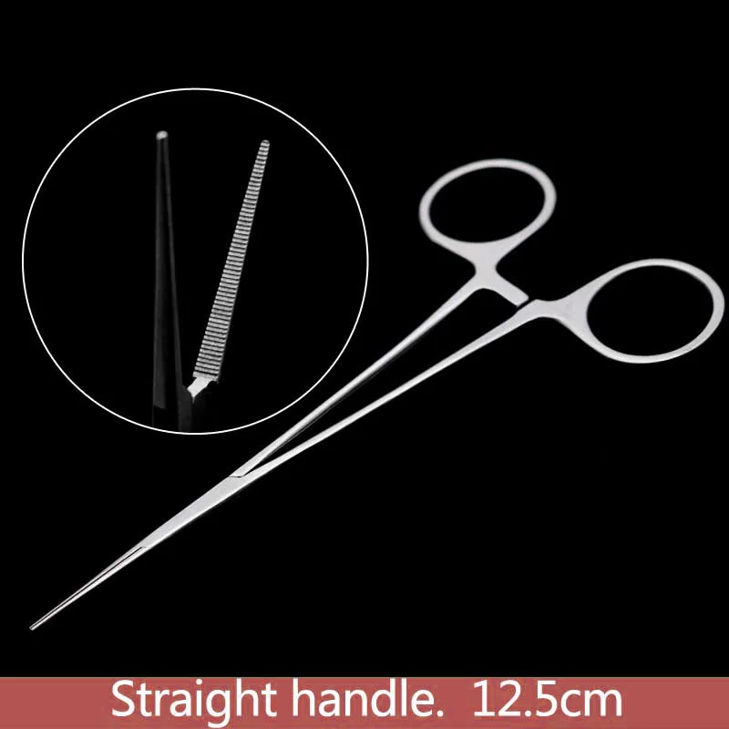 Microvascular hemostatic forceps stainless steel 12.5cm Straight handle Bent head transverse serration Fine hemostatic device