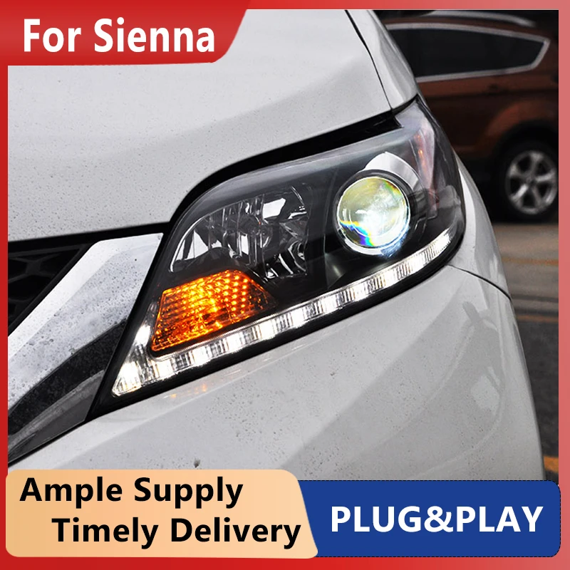 

Car Styling Head Lamp case for Toyota Sienna 2011-2019 Headlights LED Headlight DRL Lens Double Beam Bi-Xenon HID