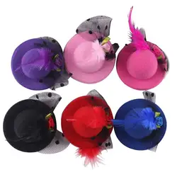 6Pcs Fashion Child Girl Mini Hat Hairpin Hair Clip Veils Flower Fascinator Kids Headwear