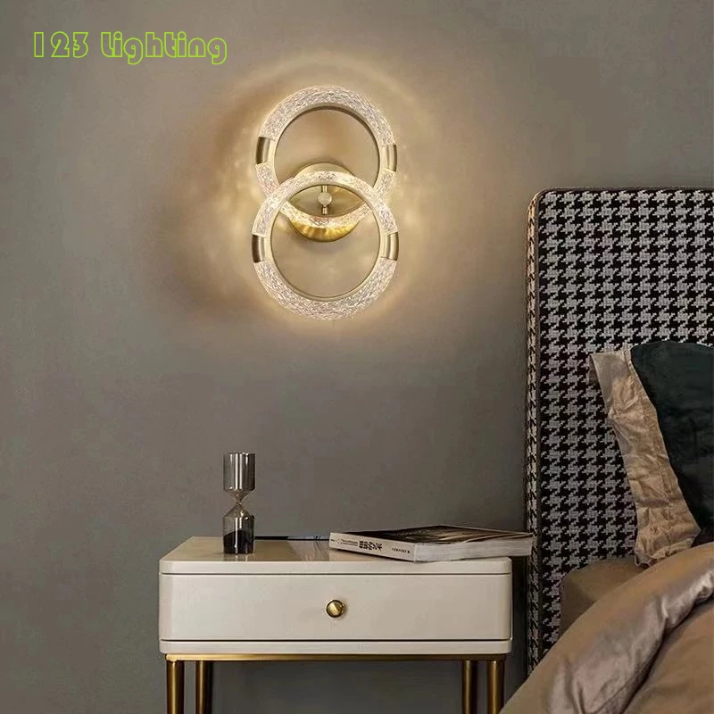 

Round Glass LED Wall Lamp Bedside Foyer Dining Room Wall Sconces Gold Metal Art Design Home Decoration Nordic Lighting Fixtures