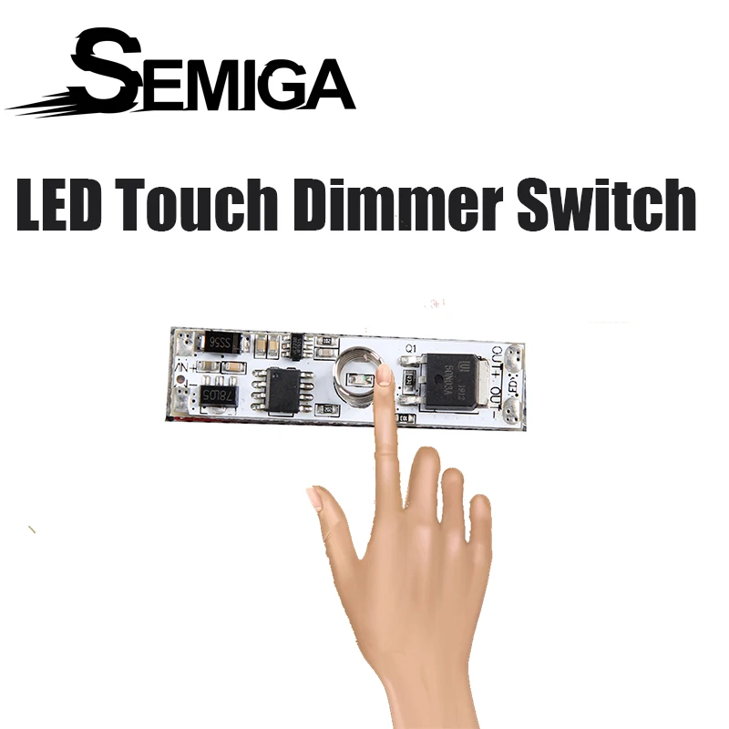 SEMIGA DIY 스트립 조명용 LED 터치 조광기 스위치, 12-24V 저전압 길이 40mm 너비 10mm 온 오프 컨트롤러