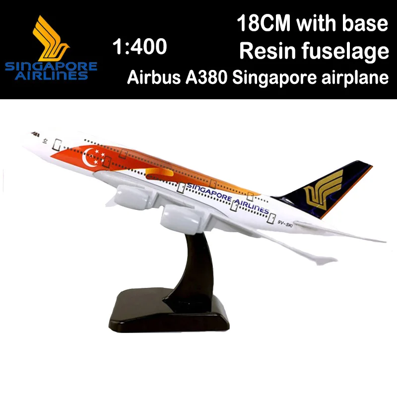 

18CM 1:400 A380 Singapore airplane aircraft plane alloy static solide model with base collectible display toy collection