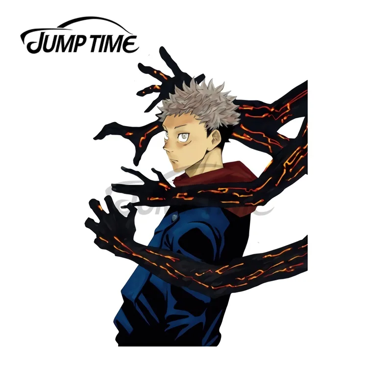 JumpTime-calcomanía de vinilo para Jujutsu Kaisen, pegatina de dibujos animados para coche, a prueba de arañazos, para ventana, 13x6,5 cm