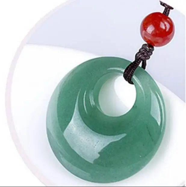 

DongLing Jade Pendant Necklace Drop Shipping Safety Button PingAnKou Amulet Pair Lovers Necklace With Chain For Women Men