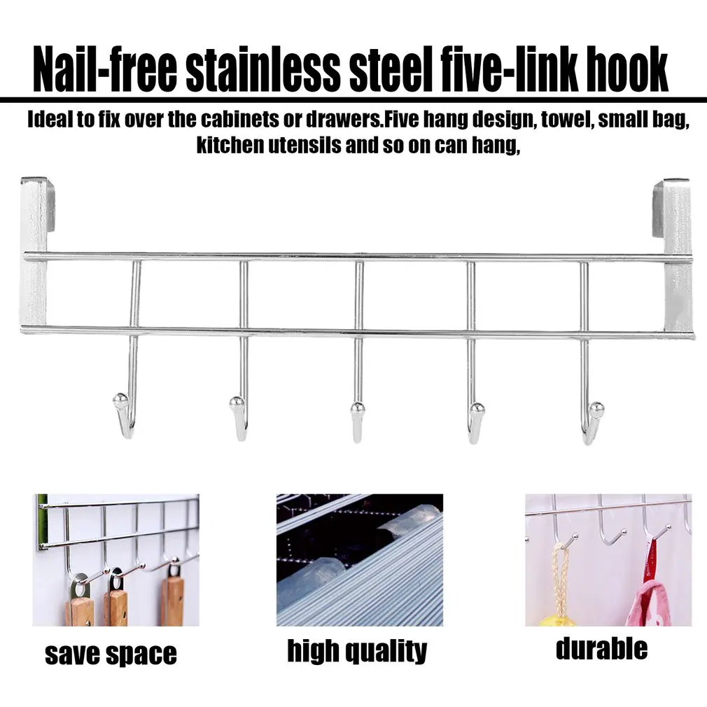 Ganchos de puerta para armario de cocina, colgador de ropa blanco y negro, colgador de toalla de alta calidad, colgador de puerta de acero inoxidable para colgar en la pared