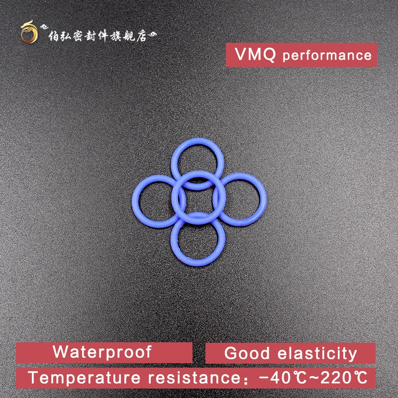 Blue silicone rubber 125pcs O-ring seal CS1.5/1.9/2.4mm VMQ gasket waterproof high temperature environmental protection toolbox