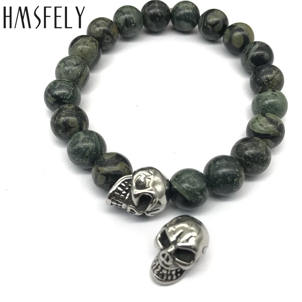 HMSFELY 316L Stainless Steel Skull Beads Accessories For DIY Bead Bracelet Making Findings 2mm Small Hole Jewelry Bead 5pcs/lot