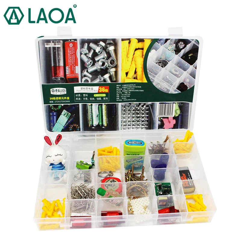 LAOA-caja de almacenamiento de tornillos, cajas de plástico transparente, caja de almacenamiento de piezas pequeñas, caja de colección doméstica