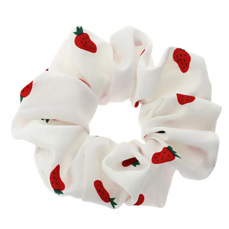 Strawberry Fruit Print Hair Ties Daily Hair Accessories Women Headband Scrunchies Girls Hair Band Fashion Hairbands Headwear