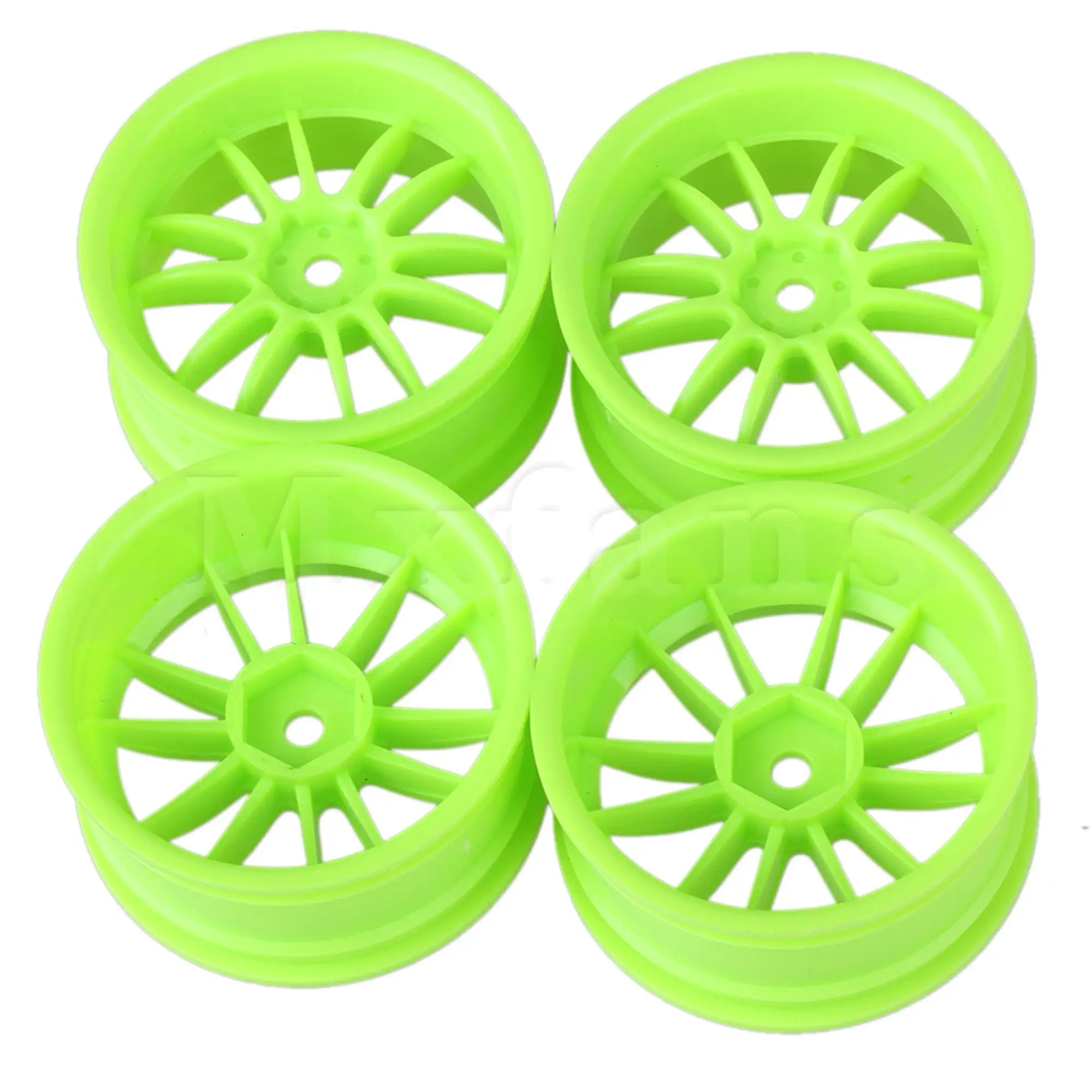 4Pcs Green 52mm Dia 110001G Wheel Rim 12 Spoke for RC 1:10 On Road Racing Car