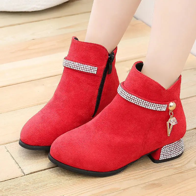 Botas de moda para niños y niñas, zapatos de boda y fiesta, rosa, rojo, negro, 4, 5, 6, 7, 8, 9, 10, 11-14T, Otoño e Invierno