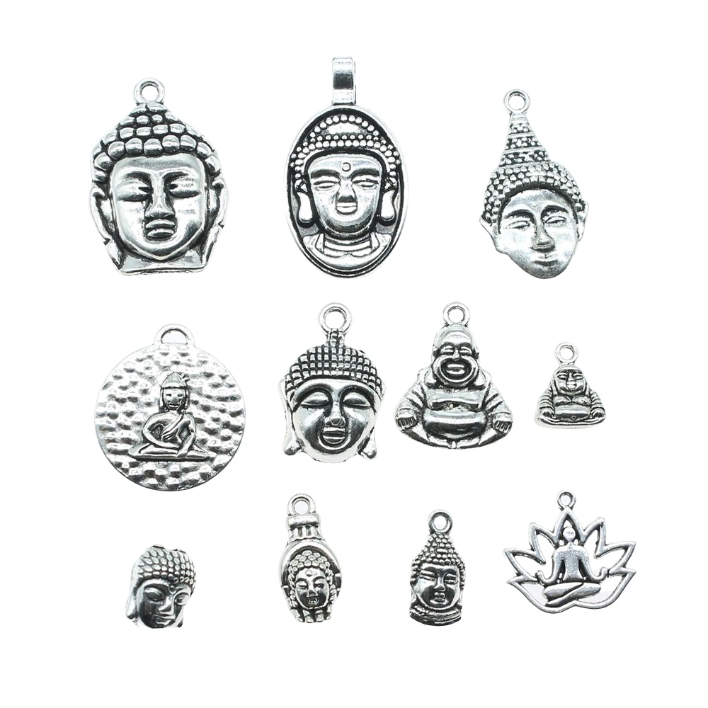 10pcs Charms Buddha Antique Silver Color Buddha Statue Pendant Charms Buddhism Buddha Charms For Jewelry Making