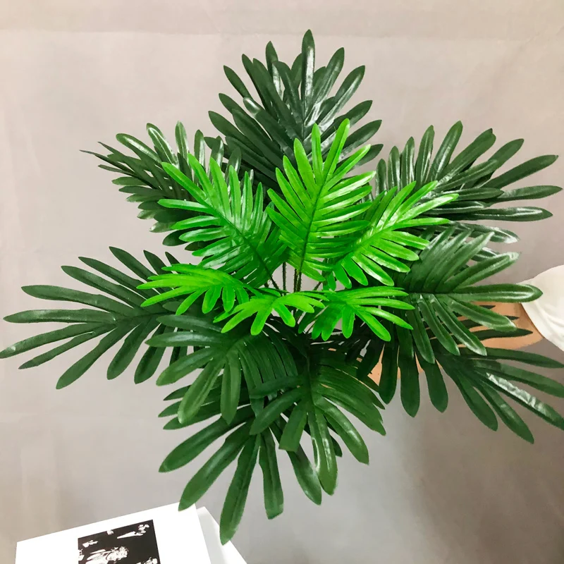 50cm 18 Leaves Artificial Plants Tropical Palm Tree Fake Monstera Leaves Plastic Persian Faux Tree Leafs for Office Home Decor