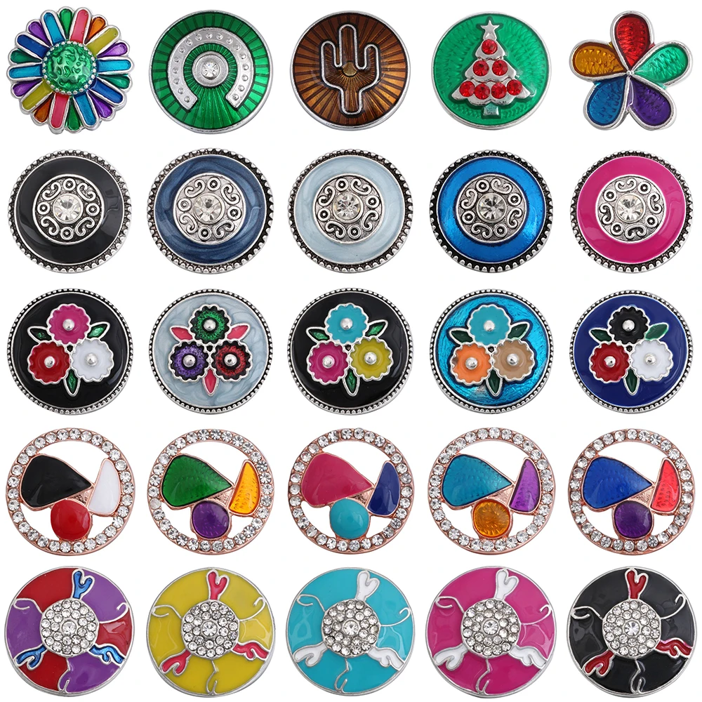 6pcs/lot New Snap Jewelry Dripping Oil Snap Button 18mm Colorful Snap Button for Snaps Bracelet Jewelry DIY Accessories